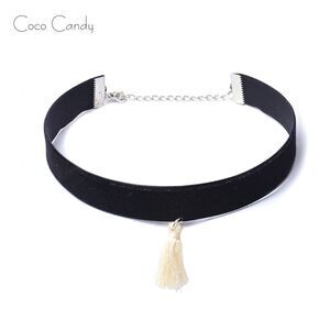 🆕White Tassel Pendant Choker Necklace